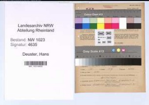 Entnazifizierung Hans Deuster , geb. 21.03.1909 (Angest.)
