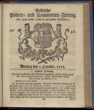 Nro. 40, Montag den 1. October 1753