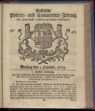 Nro. 40, Montag den 1. October 1753