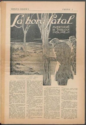 La hora fatal : Aventuras de Sherlock Holmes ; Cuento policial por A. Conan Doyle ; Ilustración de V. Jaime Salinas