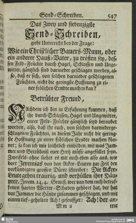 Das Zwey und siebenzigste Send-Schreiben