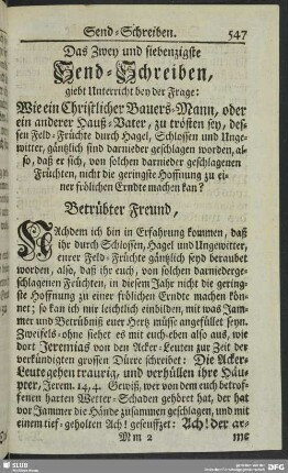 Das Zwey und siebenzigste Send-Schreiben