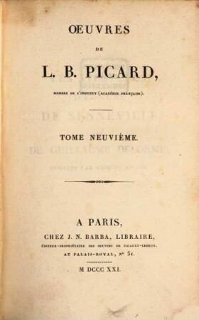 Oeuvres de L. B. Picard, 9. Roman ; T. 1, Les aventures d'Eugène de Semeville et de Guillaume Delorme