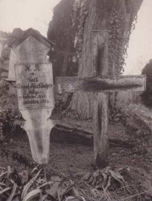 Friedhof. Grabschild, Kiefernholz. 1885