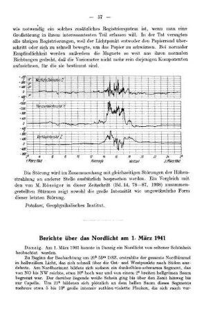 Berichte über das Nordlicht vom 1. März 1941