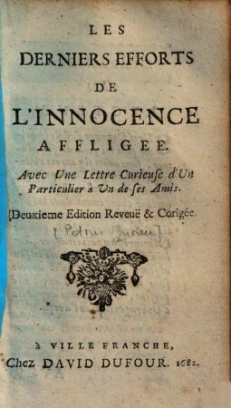 Les derniers efforts de l'innocence affligée