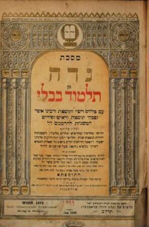 Talmud Bavli ʿim perush Rashi ṿe-tosafot ṿe-rabenu Asher u-fisḳe tosafot ..., Tom. XXIII. Masekhet Nidah, Mishnayot min Seder Ṭohorot