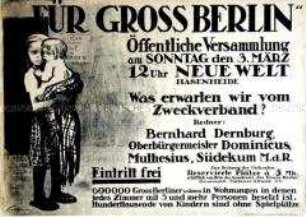 Plakat zu einer Kundgebung zu sozialen Problemen in Berlin