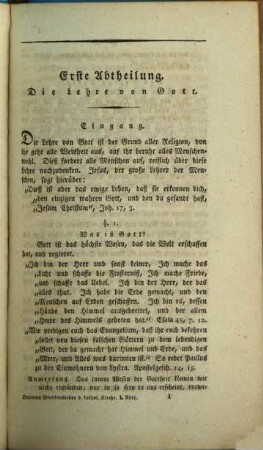 Die Glaubens- und Sittenlehre der katholischen Kirche : nebst den Principien der Glaubenslehre, 1,1. Die Lehre von Gott, von den Werken Gottes, den Engeln und Menschen, und von der Vorsehung