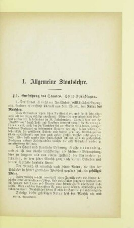 I. Allgemeine Staatslehre