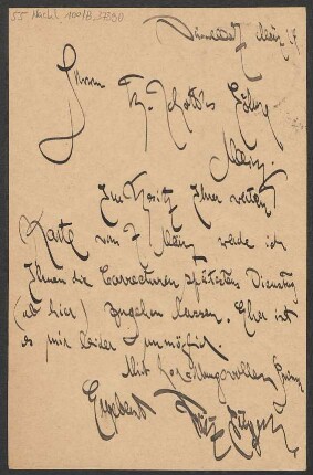 Brief an B. Schott's Söhne : 09.03.1914