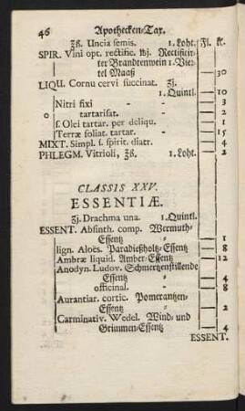 Classis XXV. Essentiae