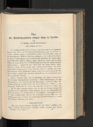 Über die Molekulargrössen einiger Salze in Pyridin
