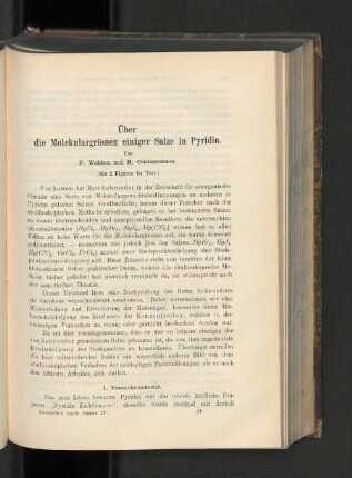 Über die Molekulargrössen einiger Salze in Pyridin