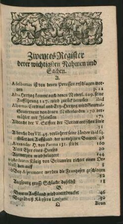 Zweytes Register derer wichtigsten Nahmen und Sachen