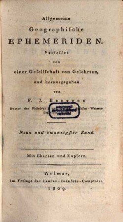 Allgemeine geographische Ephemeriden. 29. 1809
