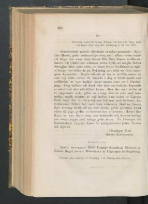 178. [Hemming gadd till Svante Nilsson, att han icke vågar möta konungen utan lejd, dat. Linköping d. 23 Jan 1501.]