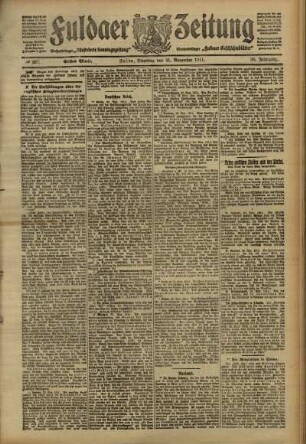 Erste Ausgabe vom Dienstag, den 21. November 1911.