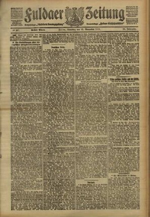 Erste Ausgabe vom Dienstag, den 21. November 1911.