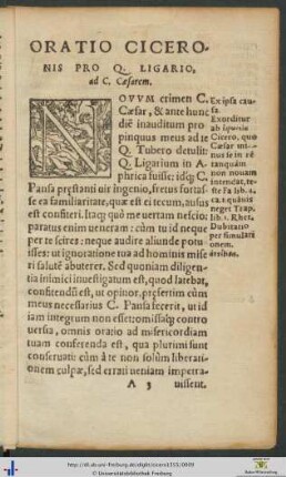 Oratio Ciceronis Pro Quinto Ligario ad Gaium Cæsarem