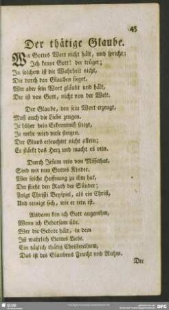 Der thätige Glaube