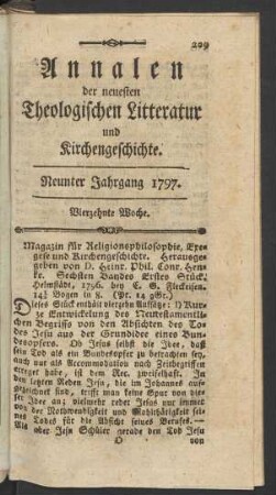 Vierzehnte Woche