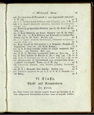 VI. Classe. Physik und Naturhistorie.