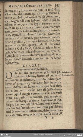 Cap. XLII. De curatione maleficae febris