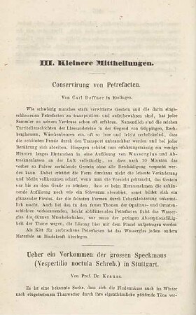 III. Kleinere Mittheilungen