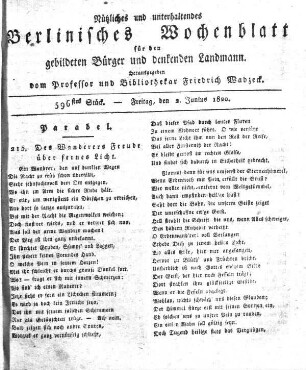 596stes Stueck, Freitag, den 2. Junius 1820