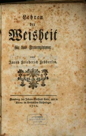 Lehren der Weisheit für das Frauenzimmer