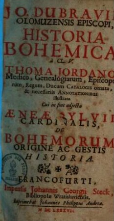 Jo. Dubravii, Olomuzensis Episcopi, Historia Bohemica