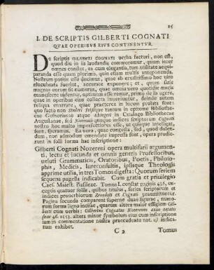I. De Scriptis Gilberti Cognati Quae Operibus Eius Continentur