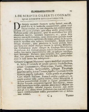 I. De Scriptis Gilberti Cognati Quae Operibus Eius Continentur