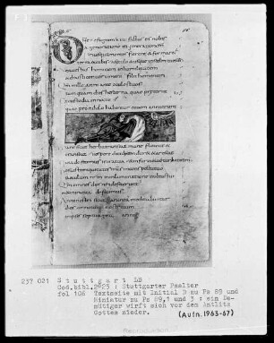 Der Stuttgarter Bibelpsalter — Moses betet zu Gott, Folio 106recto