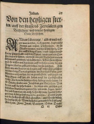 Von den heyligen stetten/ auff der strasse von Jerusalem gen Bethlehem/ und von der heyligen Statt Bethlehem.