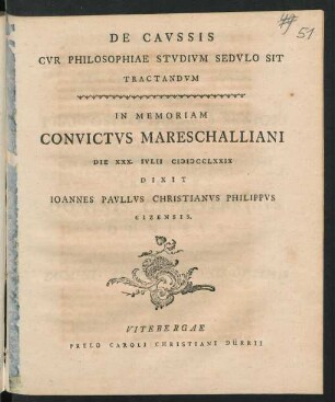 De Cavssis Cvr Philosophiae Stvdivm Sedvlo Sit Tractandvm