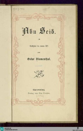 Abu Seid : Lustspiel in 1 Akt