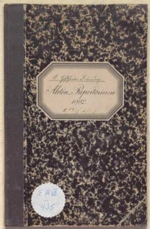 Aktenrepertorium des Königlichen Hoftheaters