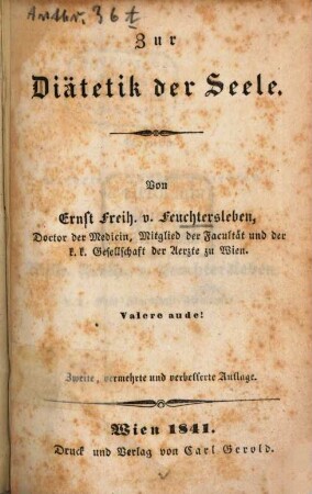 Zur Diätetik der Seele