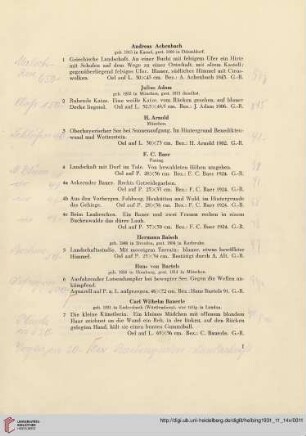 Ölgemälde und Handzeichnungen des XIX. und XX. Jahrhunderts (Nr. 1-203)