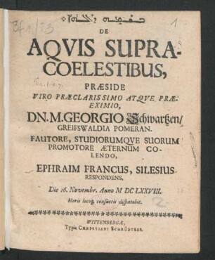 [...] De Aquis Supracoelestibus