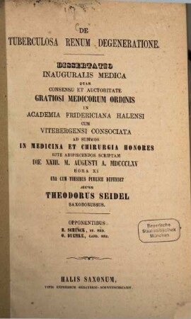 De tuberculosa renum degeneratione