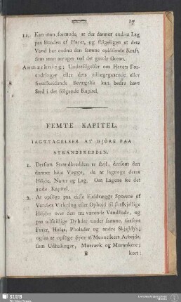 Femte Kapitel. Iagttagelser At Gjöre Paa Strandbredden