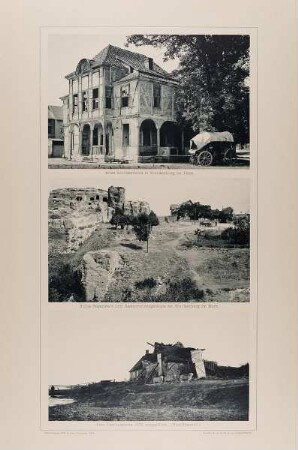 "Altes Schützenhaus in Blankenburg im Harz", "Ruine Regenstein und Restaurationsgebäude bei Blankenburg im Harz" und "Vom Februarsturm 1894 umgestürzt (Nordfriesland)" aus der Mappe "Malerische Bilder"
