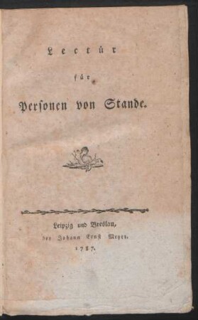 Lectür für Personen von Stande