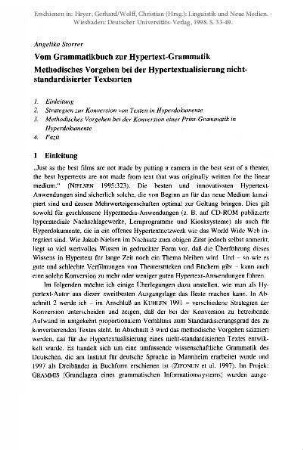 Vom Grammatikbuch zur Hypertext-Grammatik. Methodisches Vorgehen bei der Hypertextualisierung nicht-standardisierter Textsorten