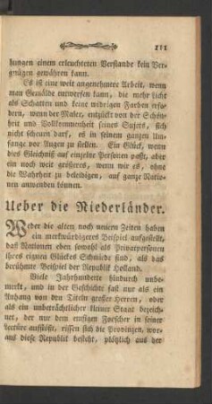 Ueber die Niederländer.