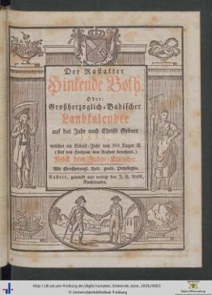Der Rastatter hinkende Bote: ... auf das Jahr nach Christi Geburt 1836