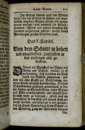 Das V. Capitel. Von dem Schnitt in hohen und ungedeckten, ingleichen in den niedrigen und gedeckten